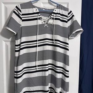 Navy blue stripped dress